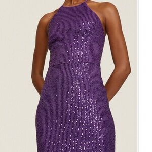 REVOLVE x Toccin Women's Purple Sequin Cocktail Beaded Midi Dress Size 2
